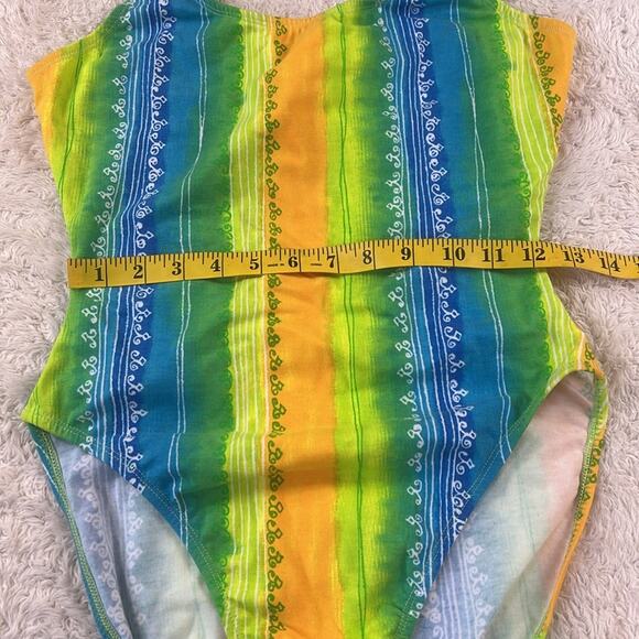 Vintage 90s Energy Zone Neon striped swimsuit, size 11/12 - Picture 4 of 8